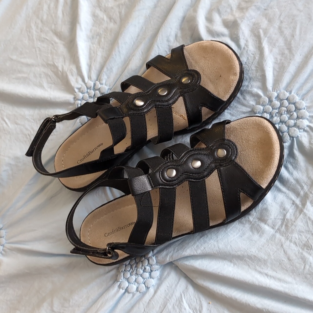 Croft & Barrow Etude Sandals, 8.5, Black, Memory Foam Padded Insoles